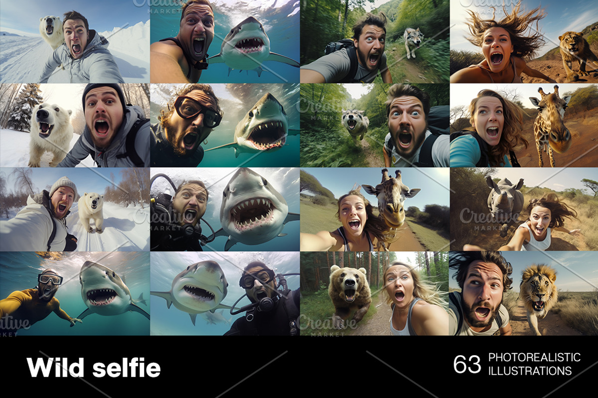 Selfie with wild animals - 63 images, an Animal Photo by Handmadefont (Photo 3 of 11)