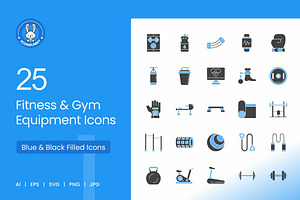 Fitness & Gym Equipment Blue & Black, an Icon by IconBunny