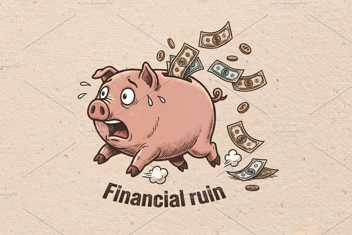 Financial ruin illustration, an Animal Illustration by Vectorlina (Photo 1 of 4)