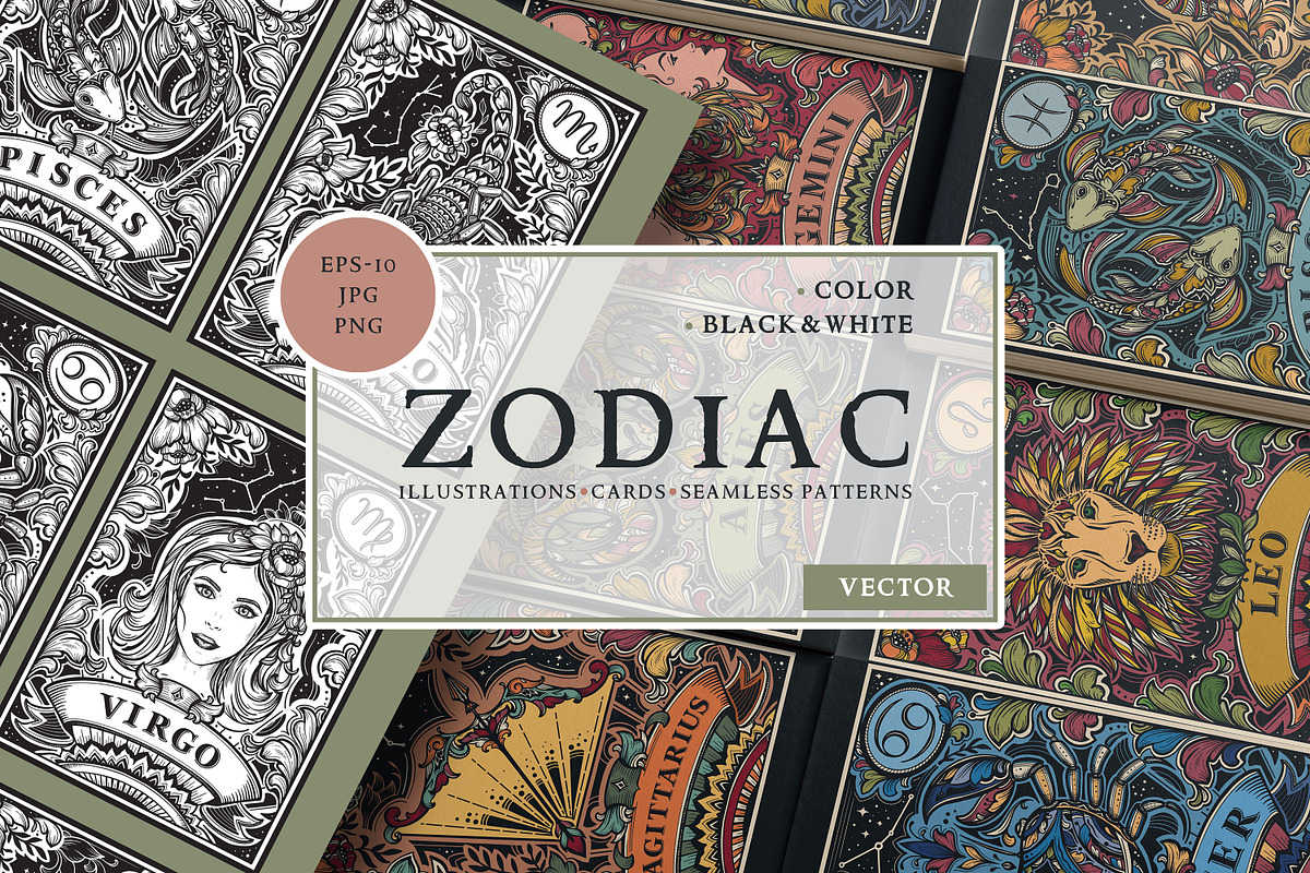 Zodiac Vector Set, a Decorative Illustration by Molly art (Photo 1 of 16)