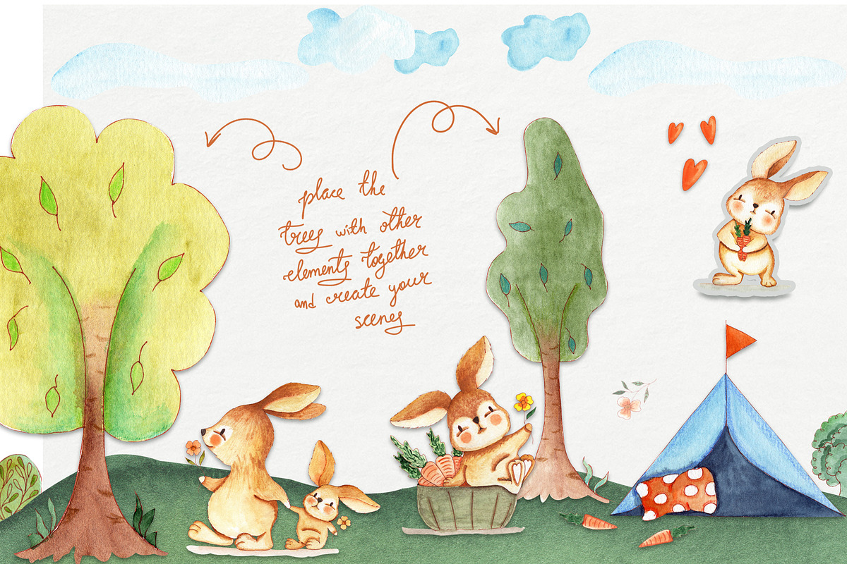Bunny Camping Collection, an Illustration by TanataDesign (Photo 3 of 7)