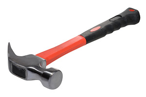 Claw hammer with a silver metal head and an ergonomic black and, an Industrial Photo by ndanko