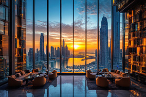 Stunning skyline view from a modern, a Photo by Pavel_design