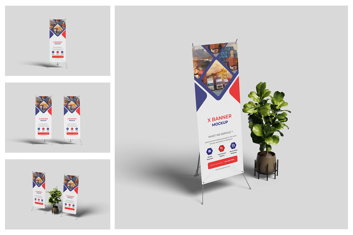 X Banner Mockup, an Advertising Mockup by Hazzpro_Std (Photo 1 of 5)