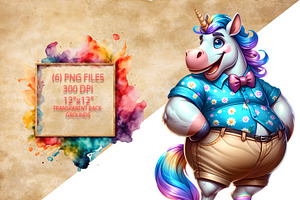 Dad Bod Unicorn Clipart PNG Set