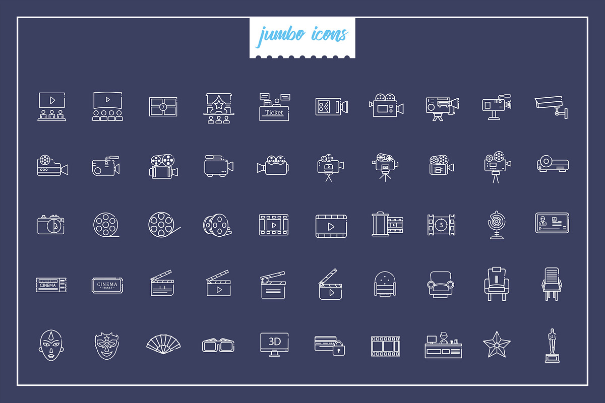 Cinema-Movie Line Icons V2, an Outline Icon by Jumbo Icons (Photo 4 of 5)