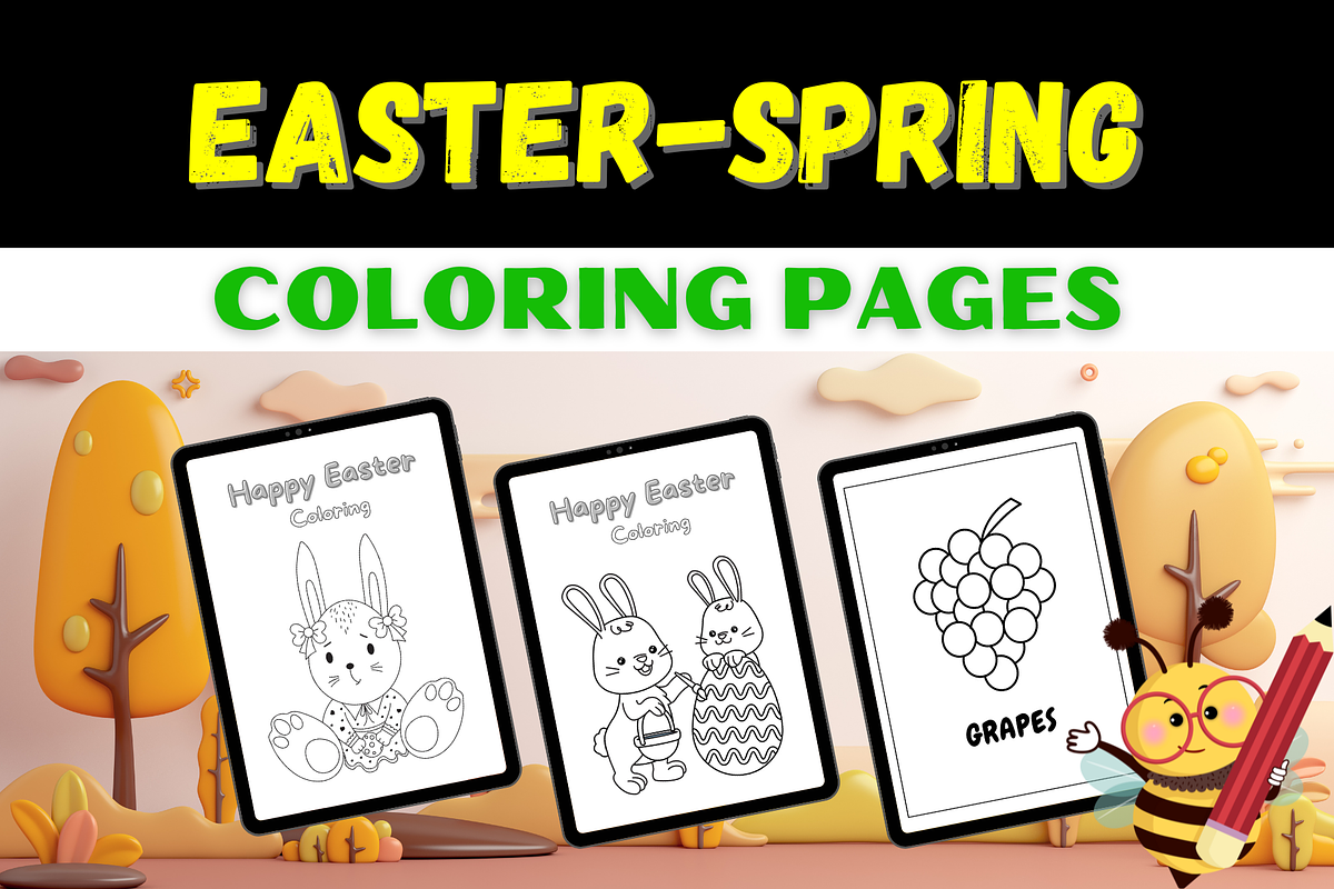 Easter Spring Coloring Pages, a Templates & Theme by Premium Digital Templates (Photo 1 of 3)