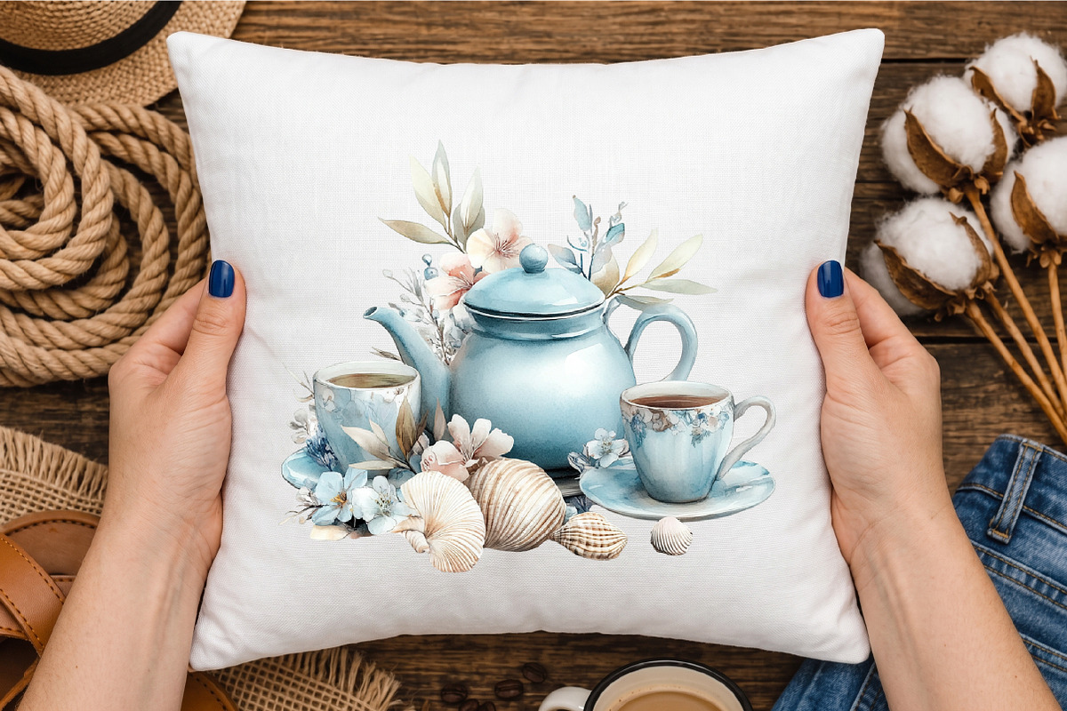 Watercolor Coastal Cafe Clipart, a Seasonal Illustration by designcity5 (Photo 4 of 5)