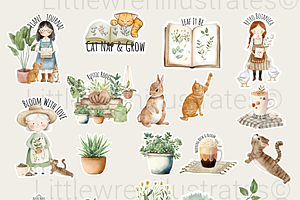 Cozy Plant Lovers Clip Art-Stickers