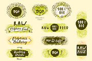 Raw Bio Vegan Food Labels, a Food Illustration by Soulful Vectors (Thumbnail 1 of 6)