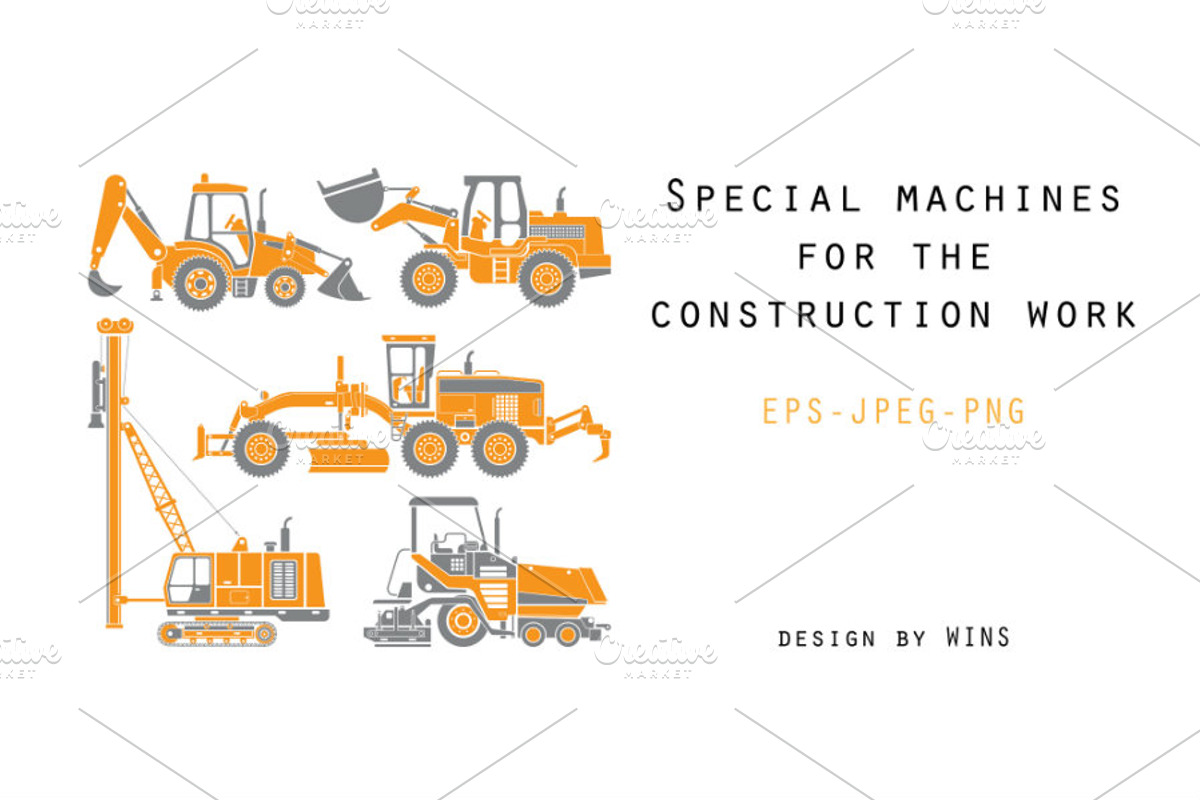 Big set of construction equipment, a Transportation Illustration by WINS Doodle shop (Photo 1 of 7)