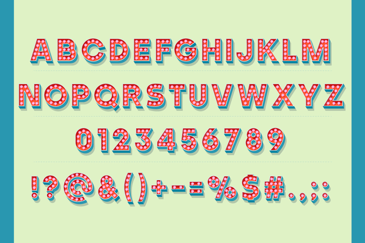 Illustration of flat lamp alphabet 1 preview 2