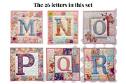 Floral Quilt Alphabet Letters, a Decorative Illustration by Creative Art By SamM (Thumbnail 5 of 10)