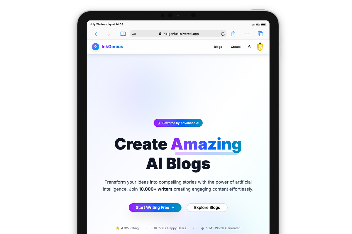 AI Blog Platform - InkGenius, an App Template by Waleed Codes (Photo 28 of 31)