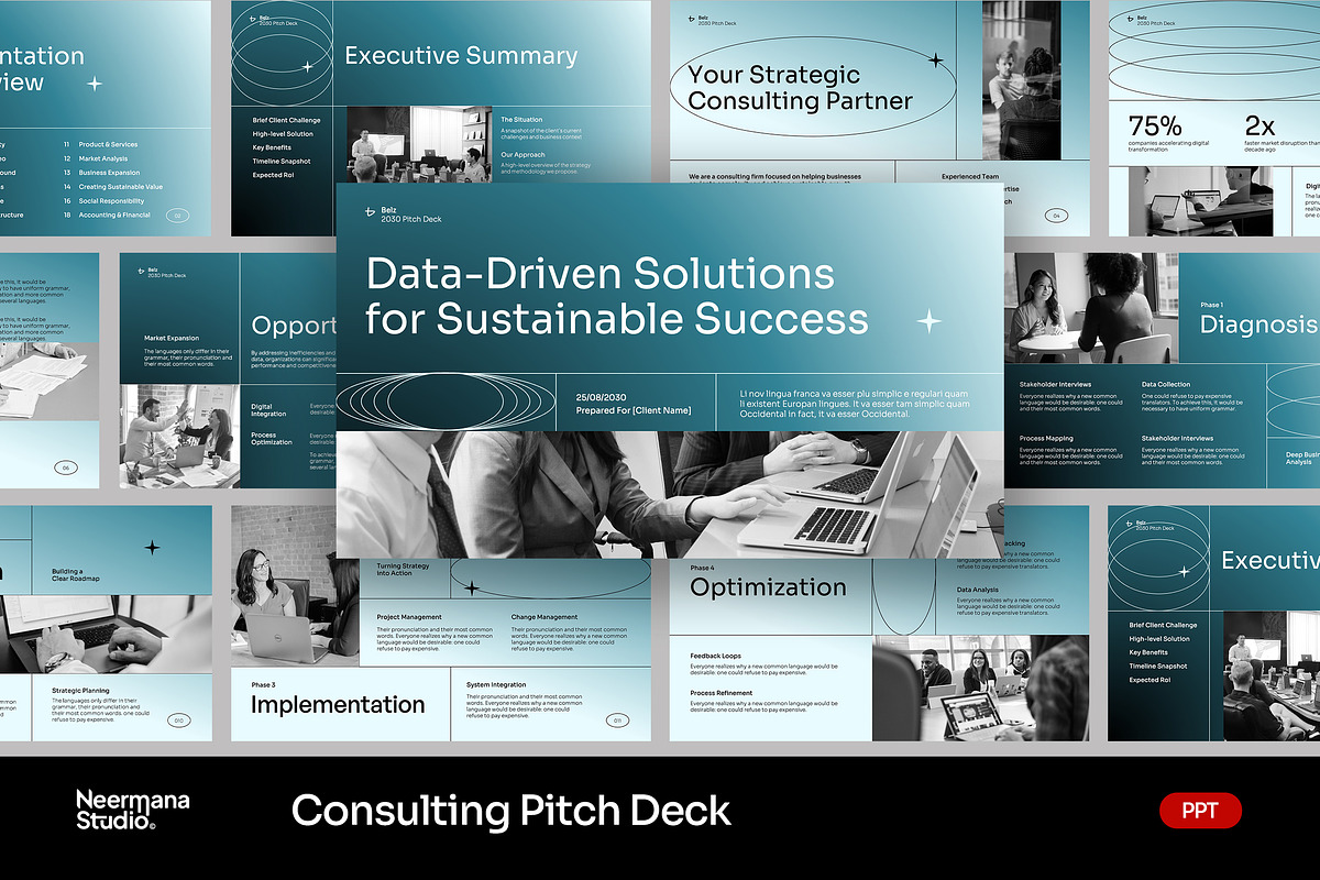 Gradient Consulting Pitch Deck PPT, a Presentation Template by Neermana (Photo 1 of 4)