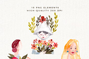 Mom with Flowers Watercolor Clipart, an Illustration by Mia Digital (Thumbnail 4 of 8)