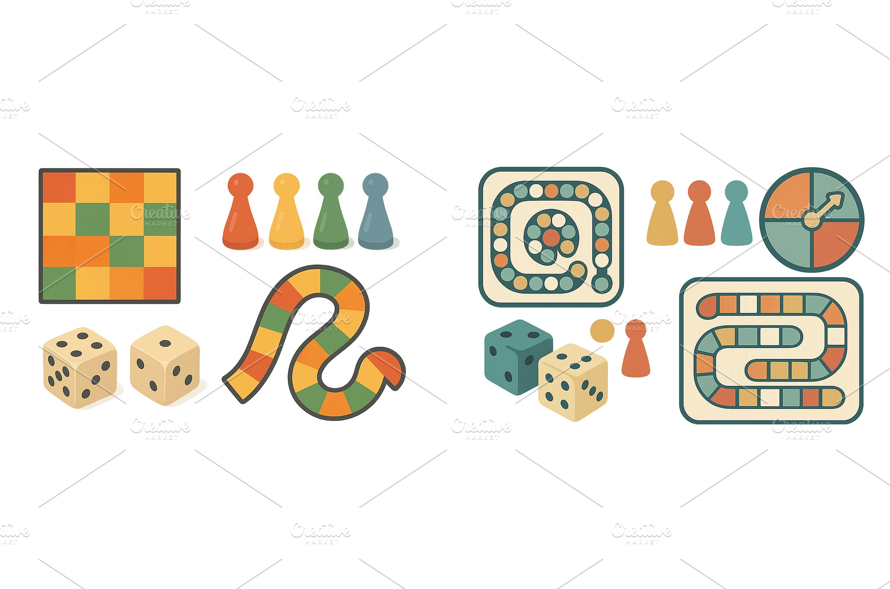 Colorful board games and game pieces, an Architecture Photo by ZinetroN