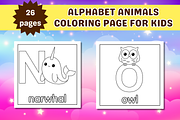 Cute Alphabet Animals Coloring Page, an Education Illustration by Salaly (Thumbnail 6 of 12)