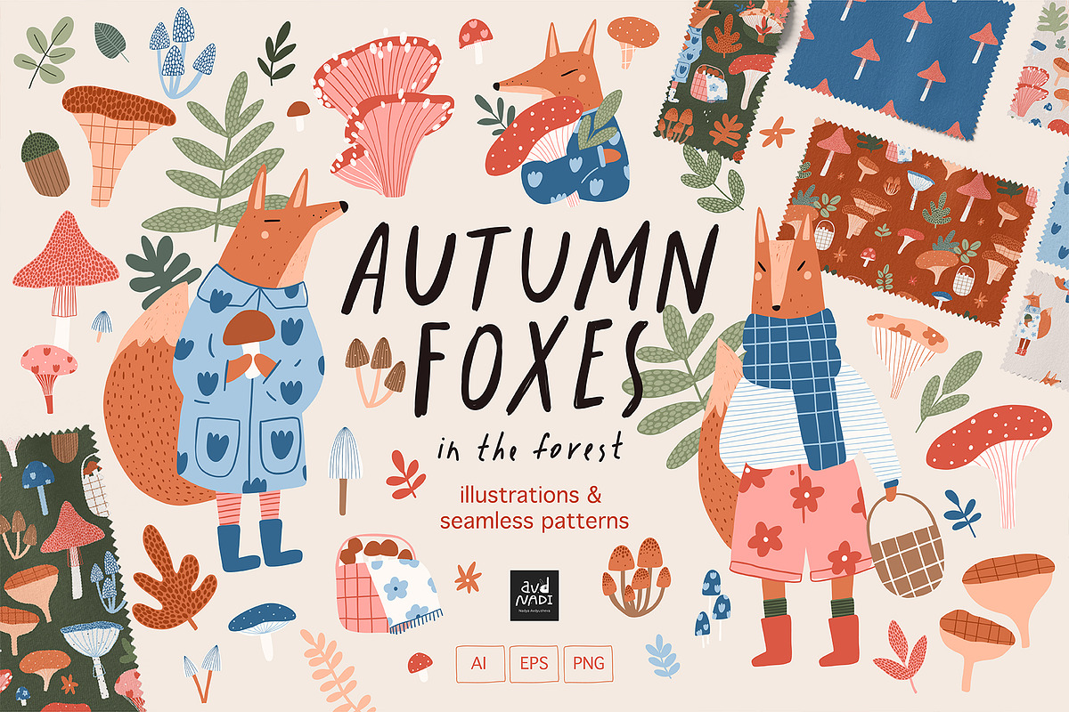 Autumn Foxes - Fall Forest clipart, an Animal Illustration by avdnadi (Photo 1 of 11)