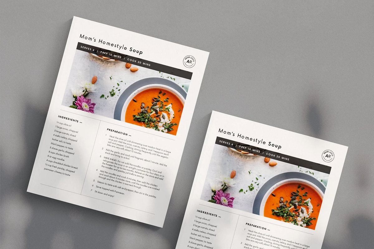 Minimal Recipe Template Canva, a Stationery Template by frommakertomaker (Photo 3 of 7)