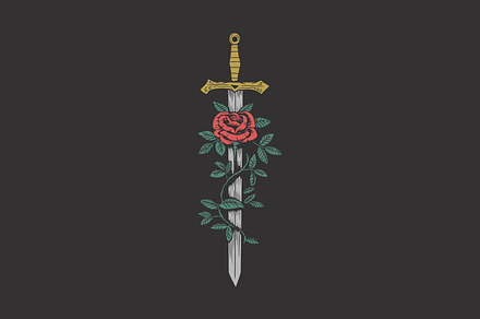 Sword and Rose, an Object Illustration by Mangustudio