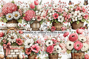 Whimsical Spring Flower Basket, an Illustration by Canvas Craft