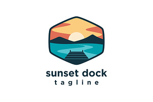 Dock and sunset logo design, a Branding & Logo Template by jundio studio