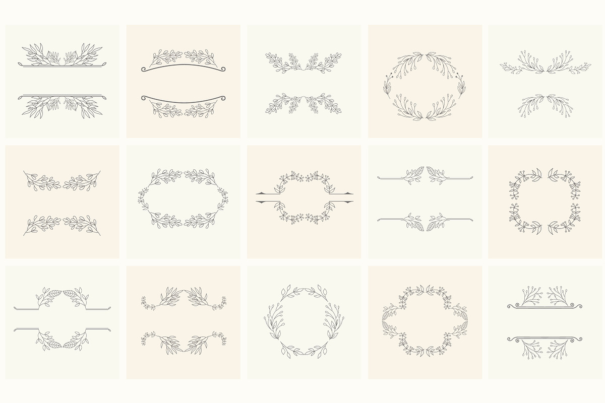 Hand drawn floral frames. Bundle., a Decorative Illustration by Designwork (Photo 17 of 21)