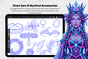 Fantasy Hair Stamp Procreate Brushes, a Brush Add-On by Selentaori Studio (Thumbnail 9 of 12)