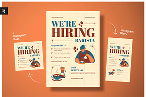 Brown Simple Barista Hiring Flyer