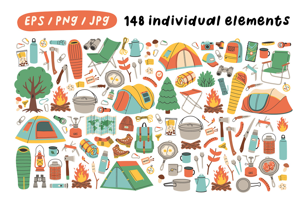 Camping Clipart, an Object Illustration by spirka.art (Photo 3 of 8)