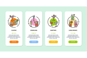 Coctails App Screens Cards Set., a Templates & Theme by Vector and Templates