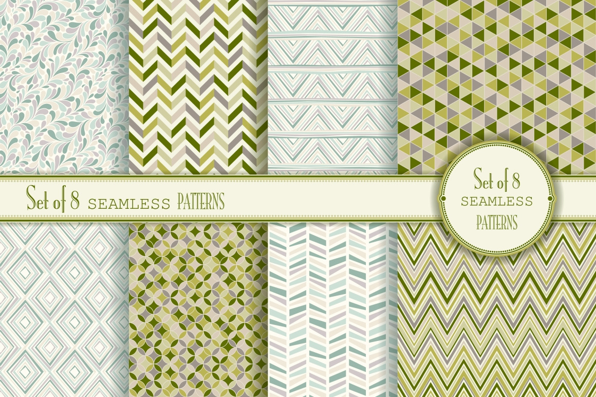 Set of 8 seamless Geometry Patterns, a Pattern Graphic by NataLito