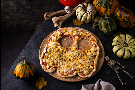 Halloween scary pizza in shape of, a Food & Drink Photo by Yulia Furman