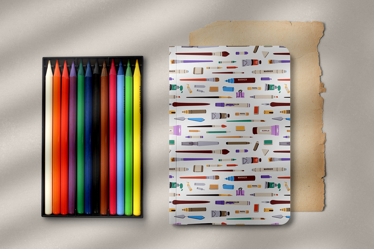Art tools, supplies seamless pattern, a Pattern Graphic by Good Studio (Photo 14 of 15)