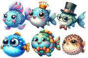 Quirky Whimsical Fishes Clipart, an Illustration by Designworld (Thumbnail 2 of 4)