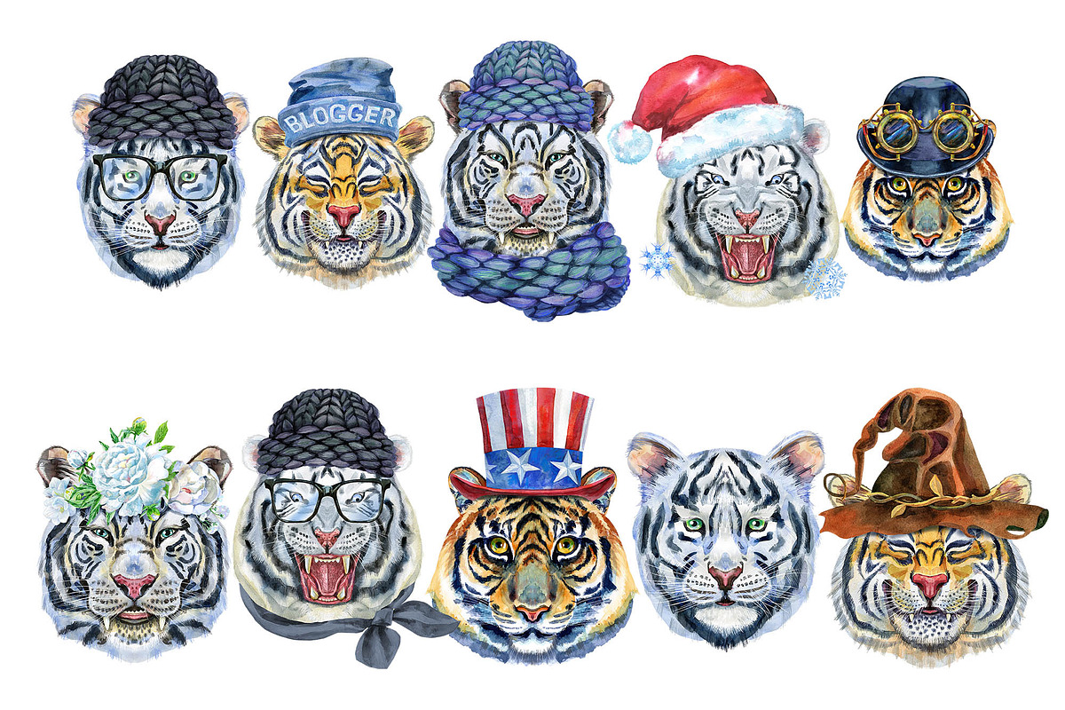 Watercolor borders from tigers, an Animal Illustration by Watercolor fantasy (Photo 2 of 7)