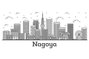 Outline Nagoya Japan City Skyline