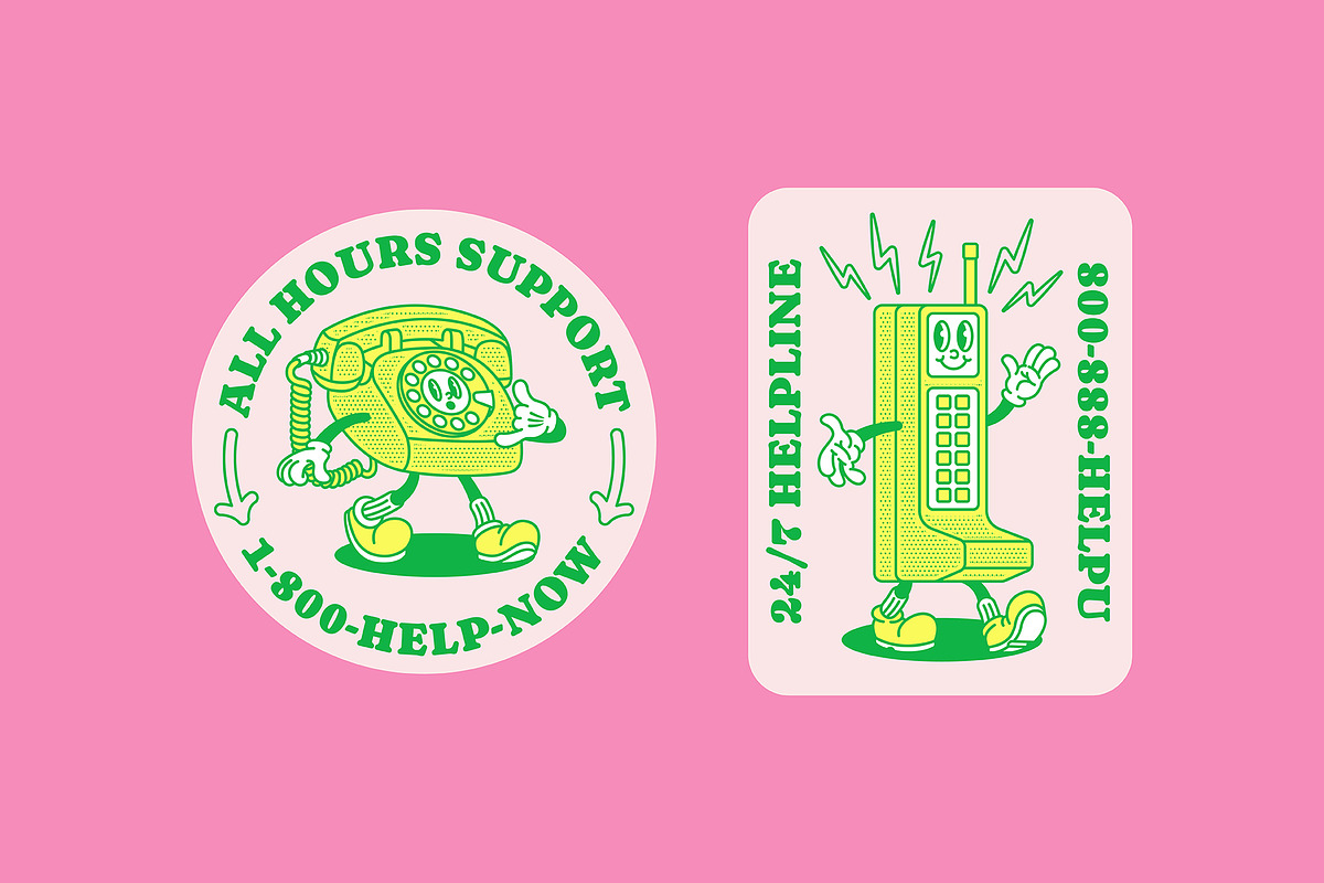 Retro Cartoon Call Center Badges, a Graphic by The Isian (Photo 3 of 5)