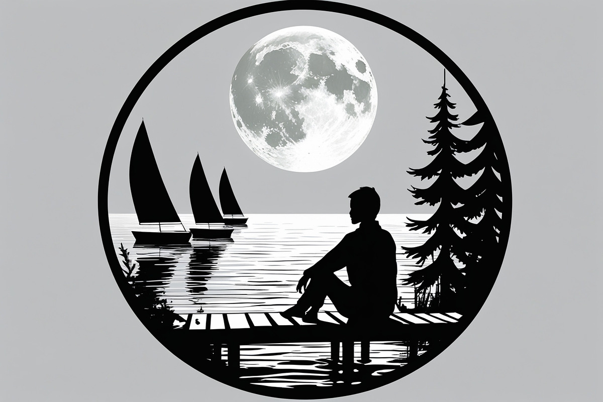 Mindful Lake Meditation Silhouette S, an Illustration by Creativeshirt (Photo 8 of 9)