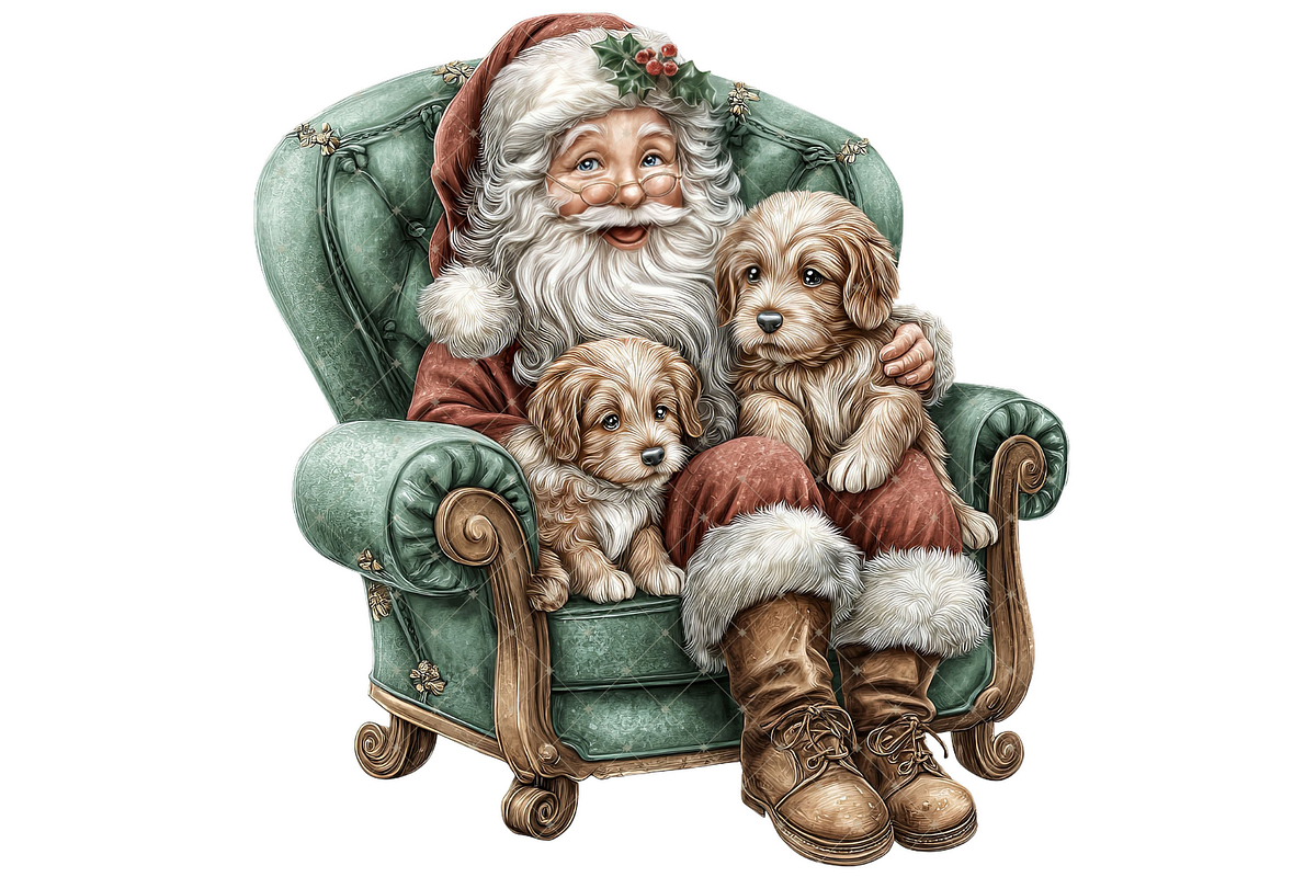 Santa With Dog Clipart PNG, a Seasonal Illustration by Memories By Lea (Photo 19 of 19)