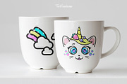 Cat Unicorn faces Clipart & Patterns, an Illustration by TaniCreatures (Thumbnail 5 of 8)