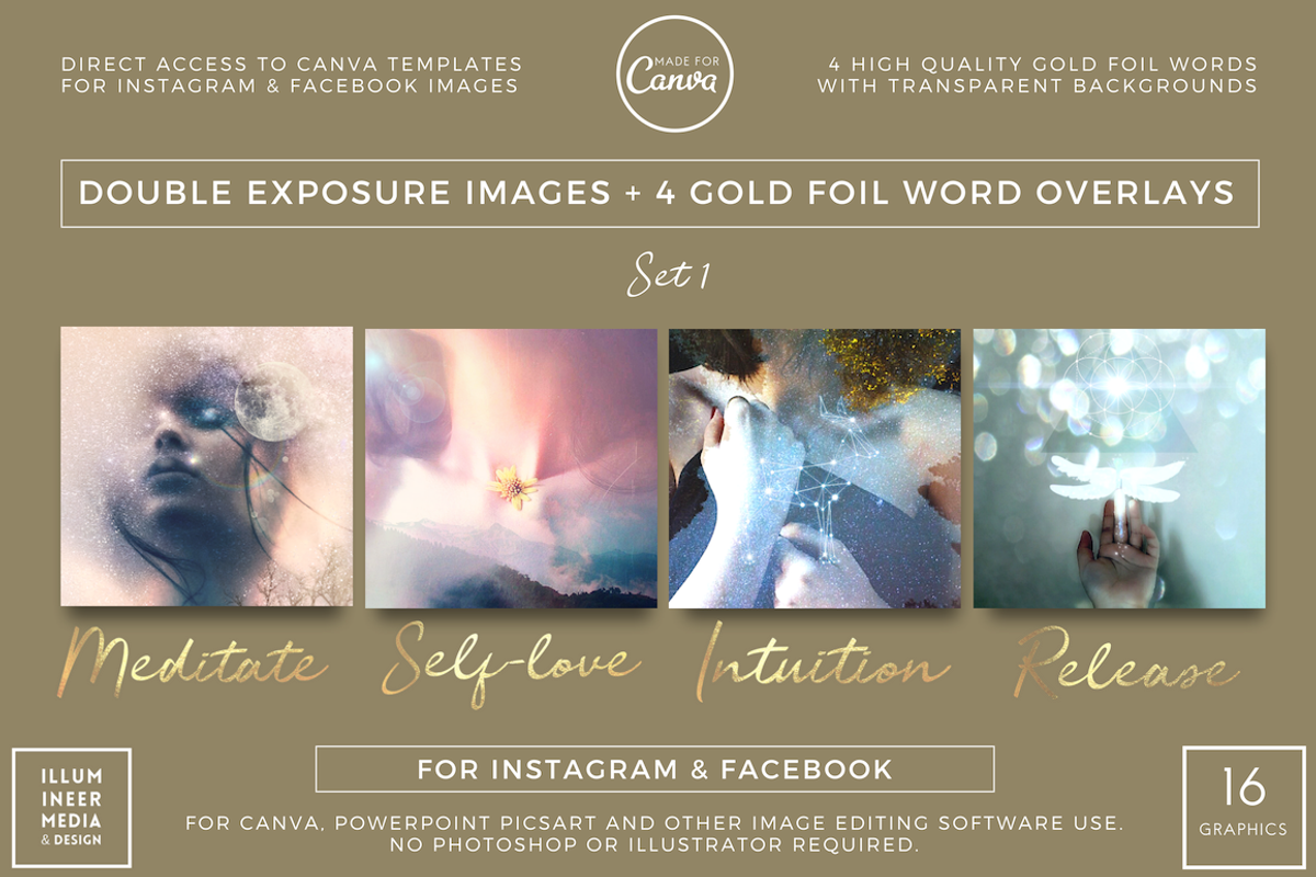 SALE! DOUBLE-EXP & GOLD WORDS SET 1, a Social Media Template by Illumineer Media & Design (Photo 1 of 6)