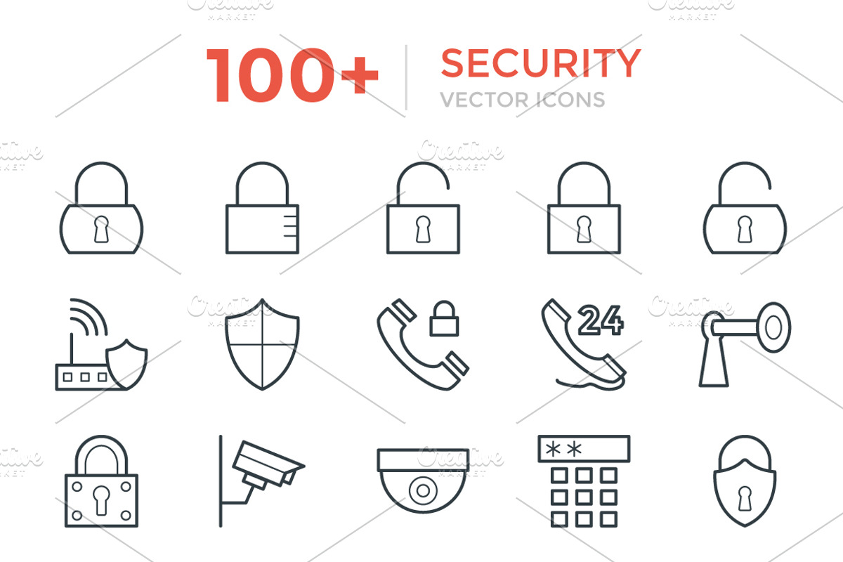 100+ Security Vector Icons, an Outline Icon by Vectors Market