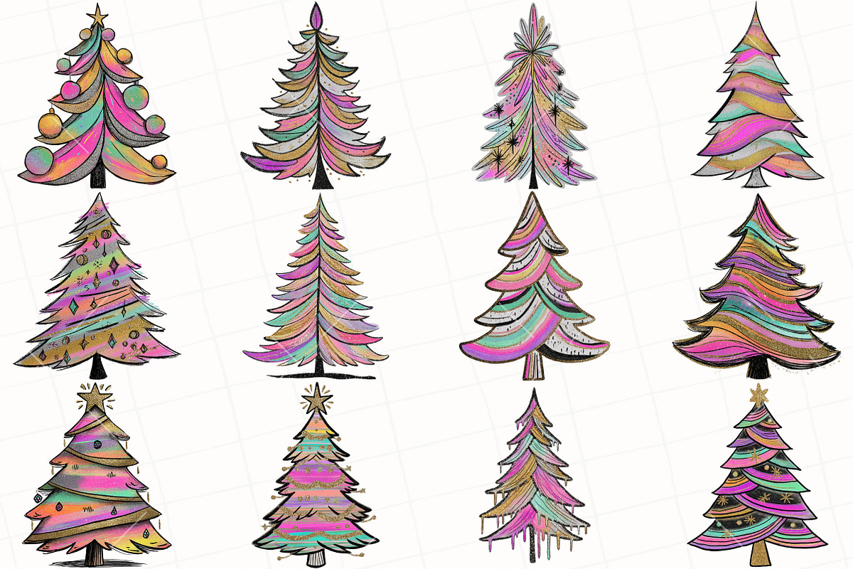 Iridescent Christmas Tree Clipart, an Illustration by OK Design (Photo 3 of 6)