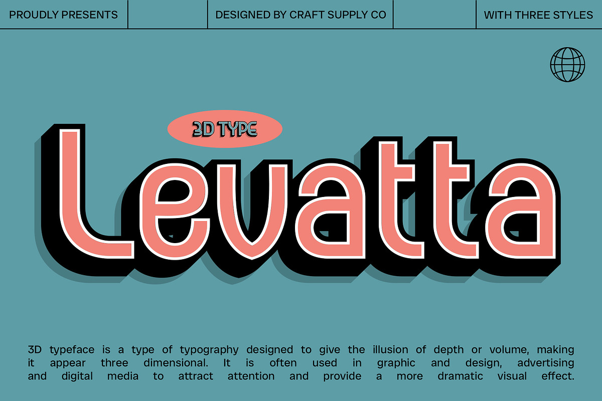 Levatta 3D, a Sans Serif Font by Craft Supply Co. (Photo 1 of 8)