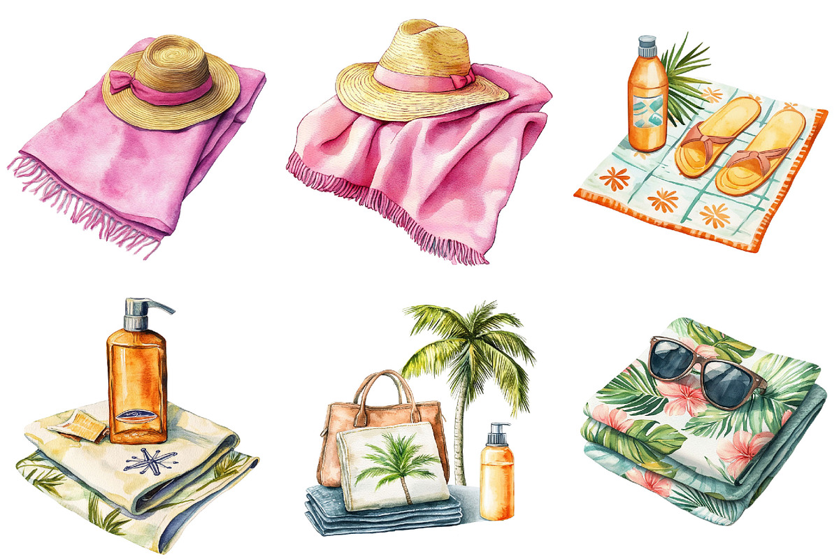 Poolside accessories Clipart Bundle, an Illustration by Pixels.Craft (Photo 2 of 8)
