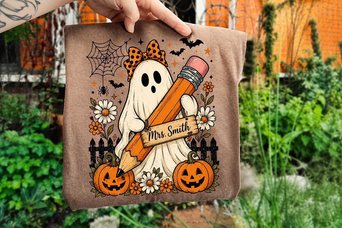 Custom Floral Halloween Teacher Png, a Seasonal Illustration by Libby Wishes (Photo 1 of 4)