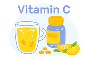 Soluble tablets with vitamin C, an Object Illustration by Vectorbuum (Thumbnail 1 of 3)