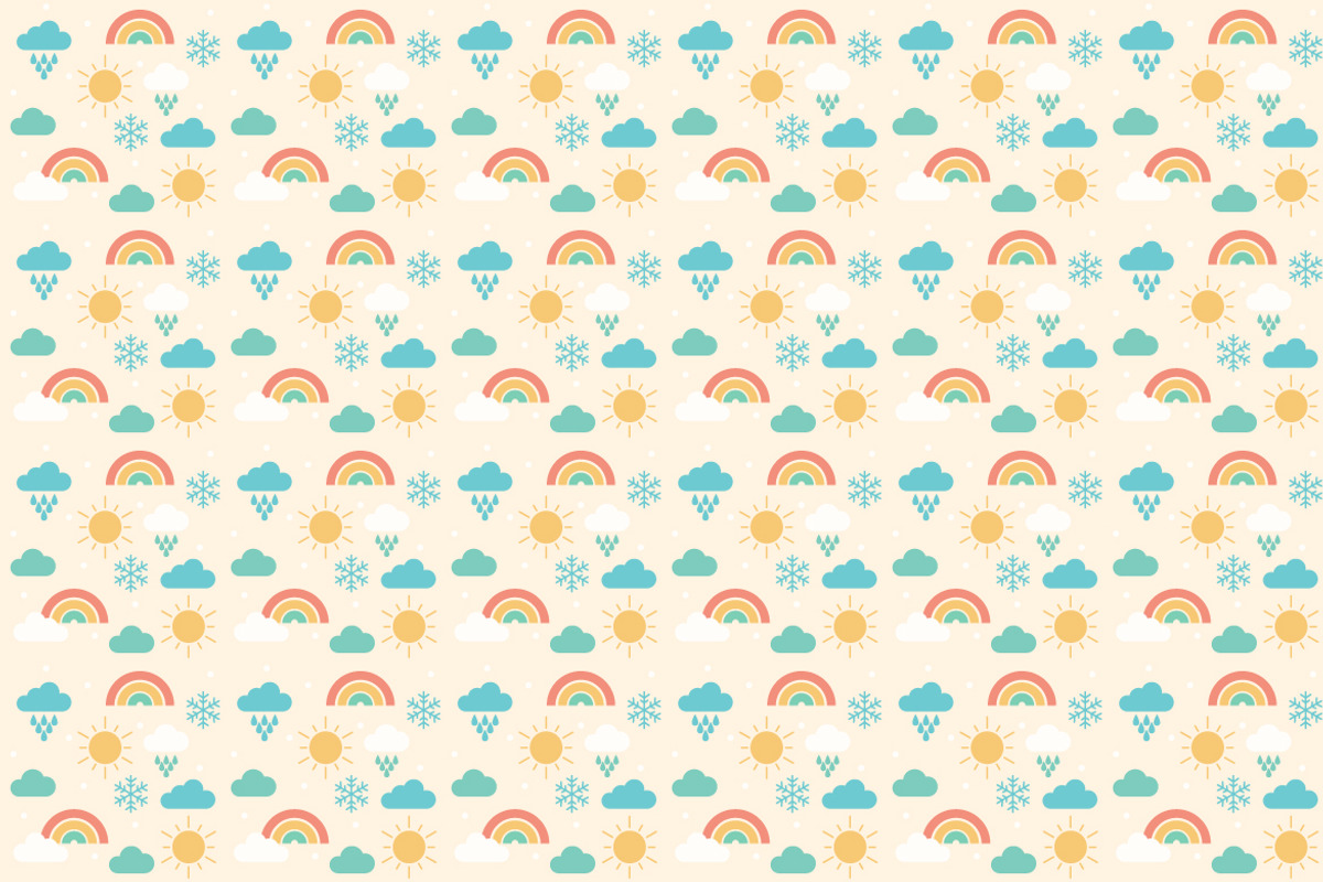 Cute Cloud Rainbow Rain Pattern, a Pattern Graphic by Mightyfire